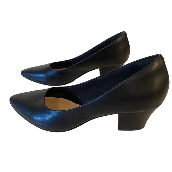Clarks Collection Black Leather Block Heel Pumps Size 7 - Picture 4 of 8